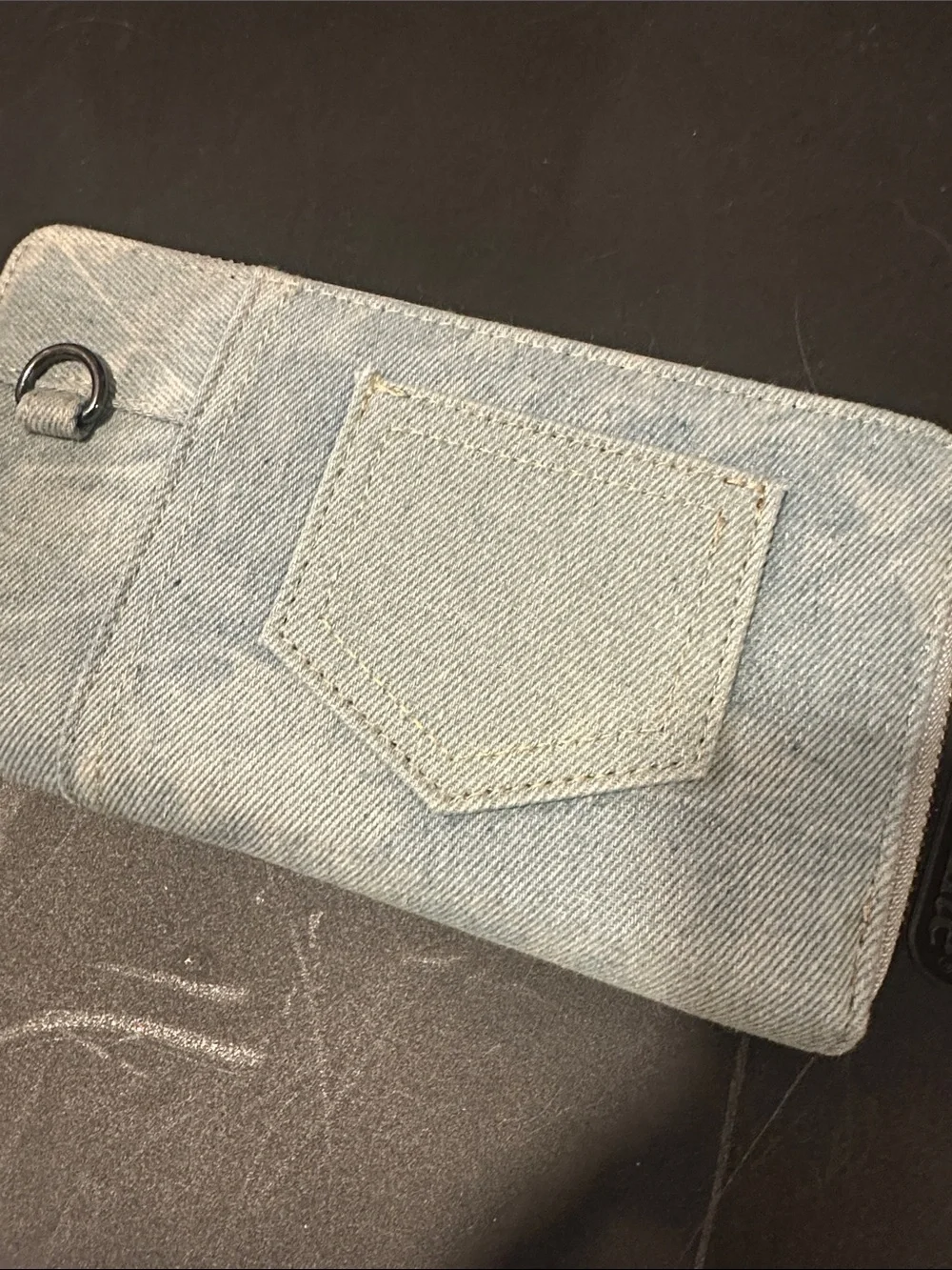 Denim Zip Wallet with Pocket Detail - Light Blue NEW